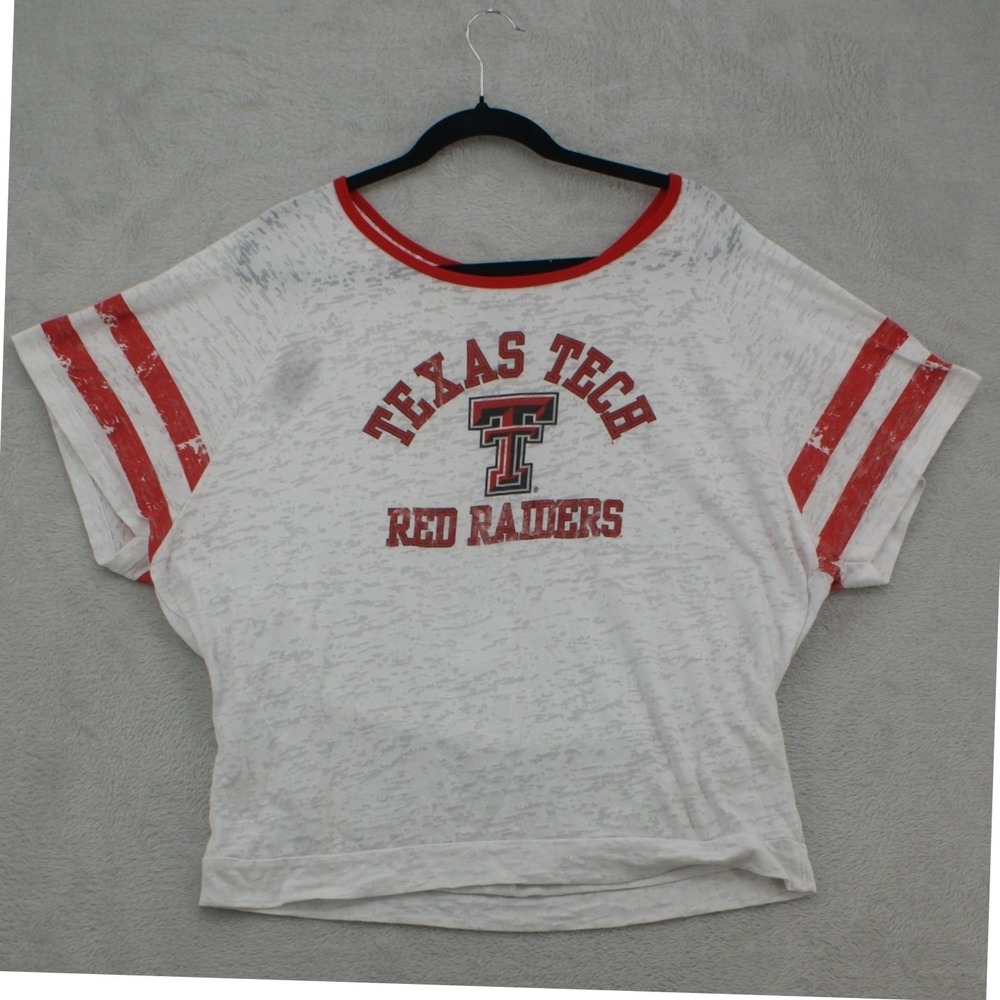 Blue 84 Texas Tech Red Raiders Burnout T-Shirt Womens Large White Red Boxy Tee